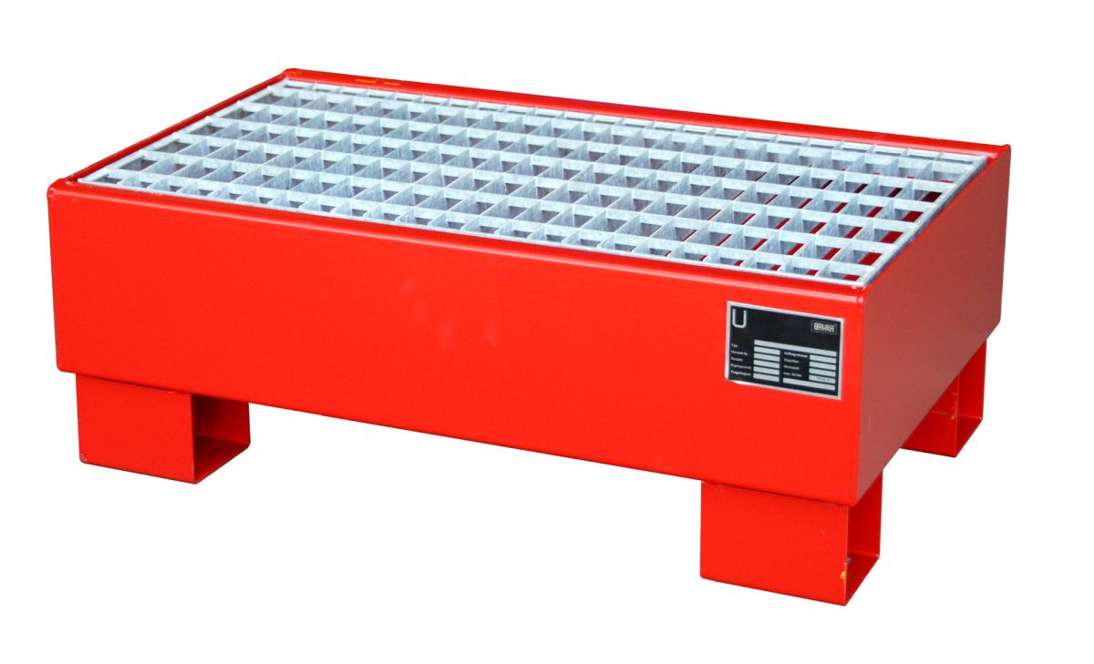16681-rot_1 Auffangwanne AW 60-1/M feuerrot zur Lagerung von 60 l Fässern