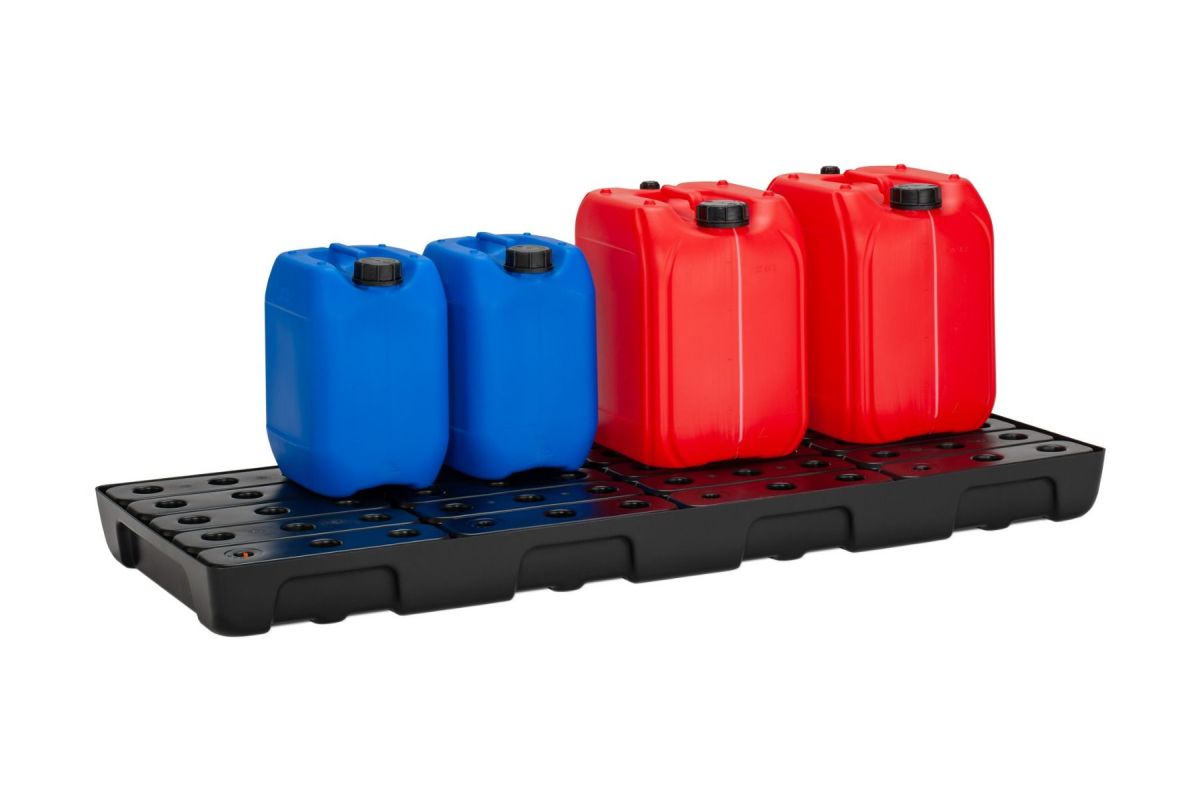 711738_1 PE-Regalauffangwanne 1300 x 500 mit Rost für Regale mit Breite 1300 mm, Tiefe 500 mm