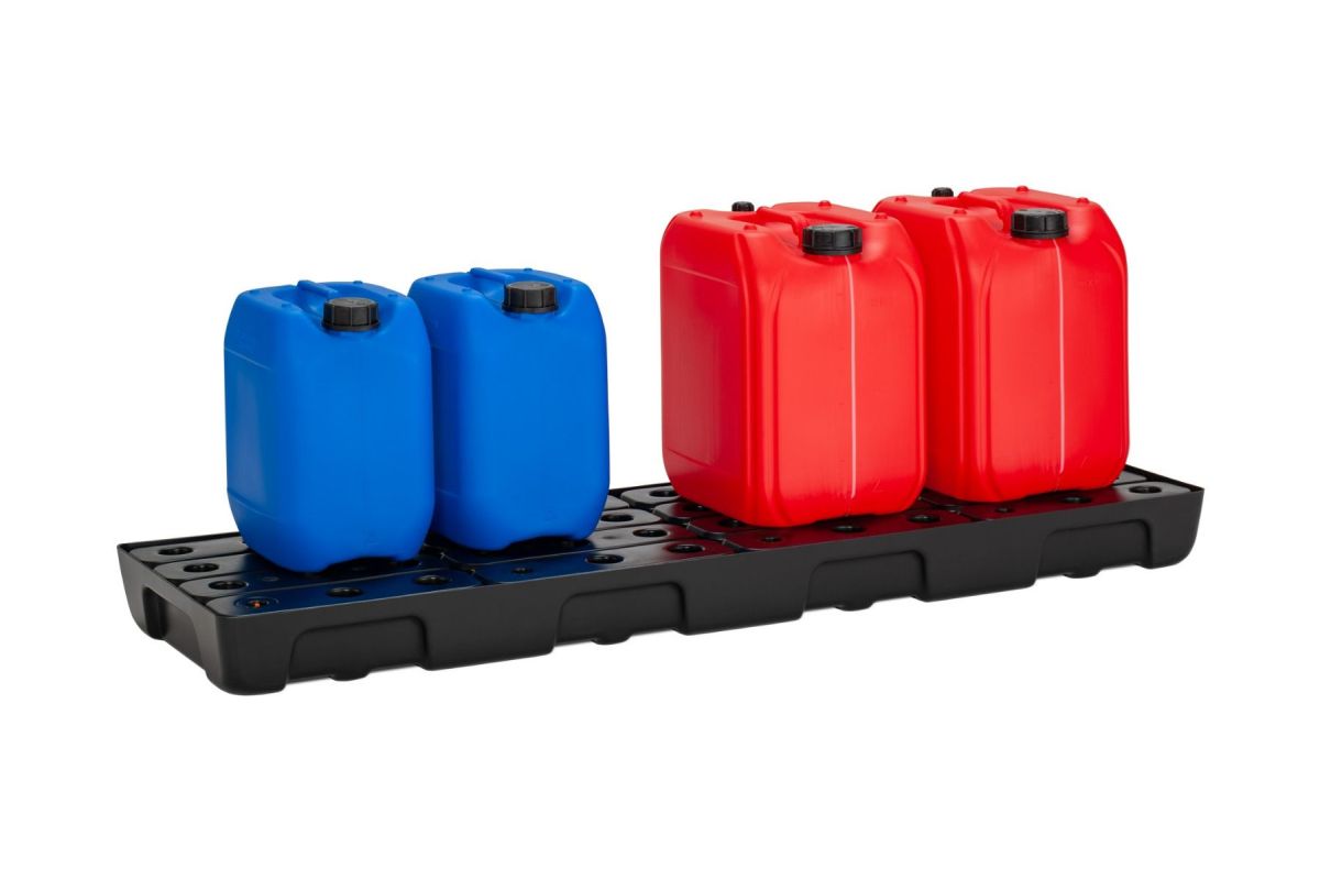 711736_1 PE-Regalauffangwanne 1300 x 400 mit Rost für Regale mit Breite 1300 mm, Tiefe 400 mm