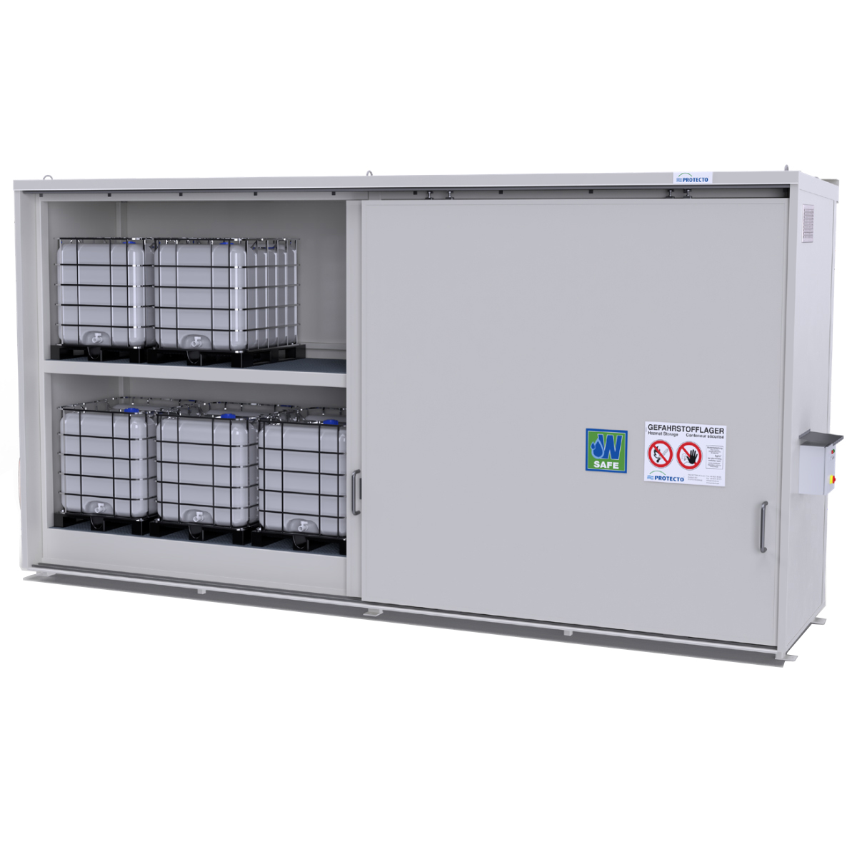 Regalcontainer Typ IBC 14-233 TA - Schiebetor, 2 Lagerebenen, bis zu 12 IBC