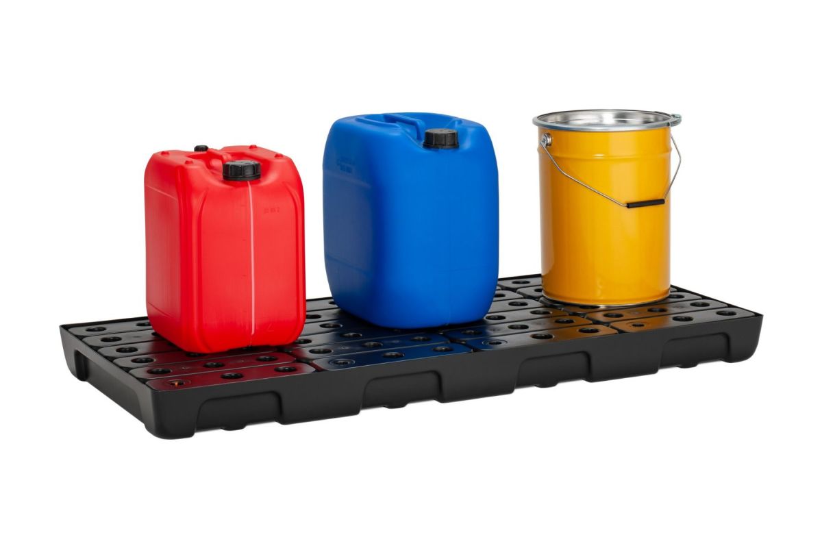 711740_1 PE-Regalauffangwanne 1300 x 600 mit Rost für Regale mit Breite 1300 mm, Tiefe 600 mm