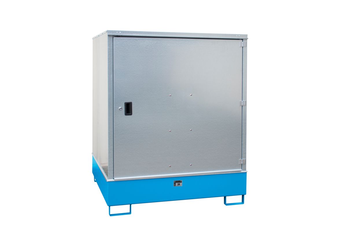 15096-blau_1 Gefahrstoff-Schrank GS-3 lichtblau für 4x 200l-Fässer